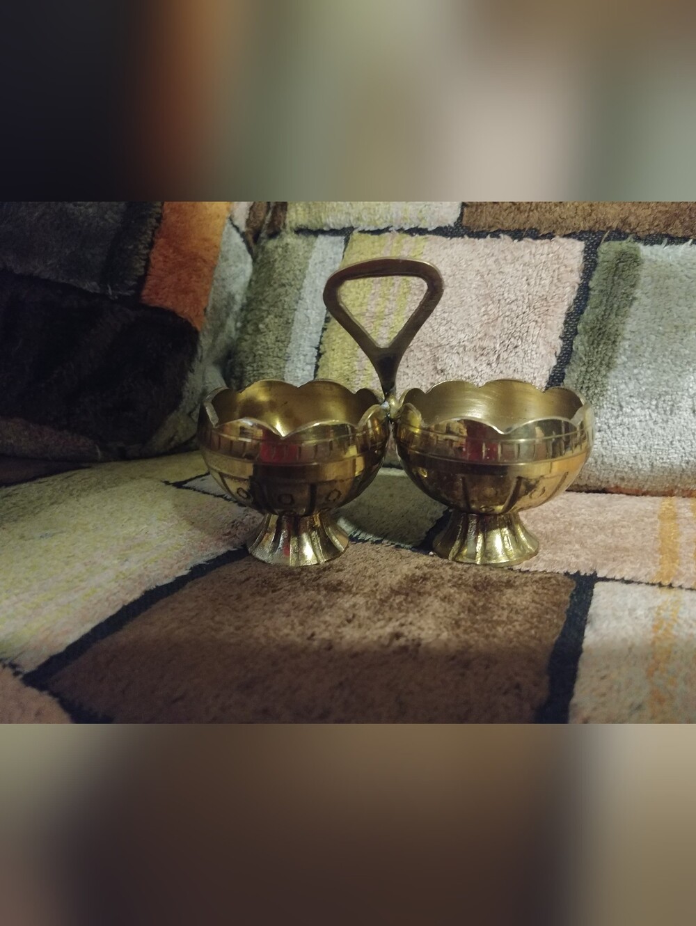Brass Double Mini Bowl with Handle